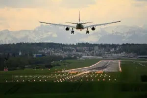 Aircraft landing on a runway