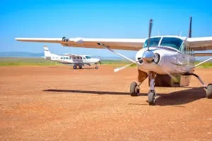 Aircraft taxiing near an active runway